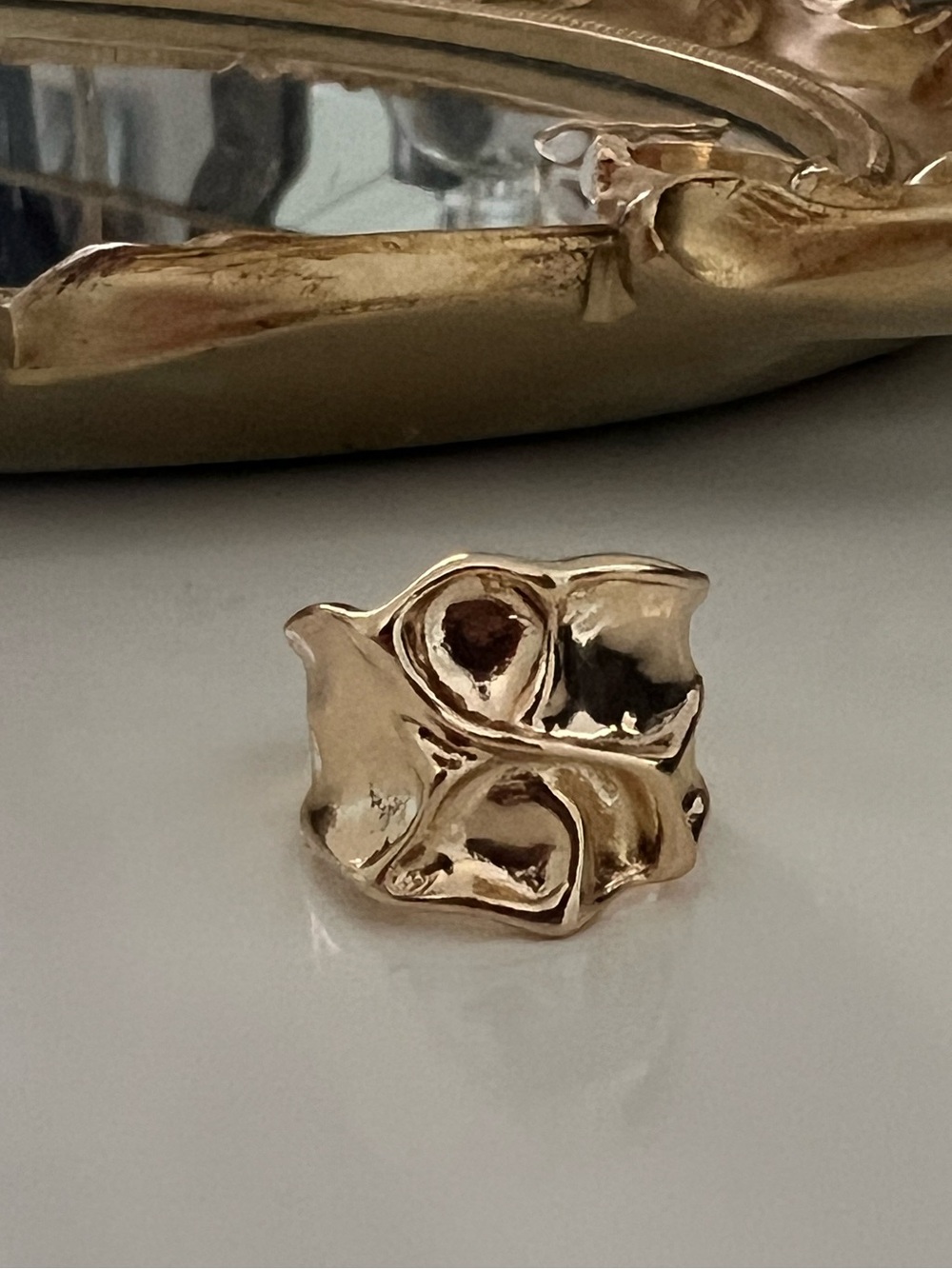 Gold Organic Wave Chunky Statement Ring - Women Jewelry